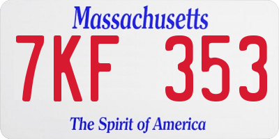 MA license plate 7KF353