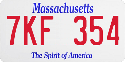 MA license plate 7KF354