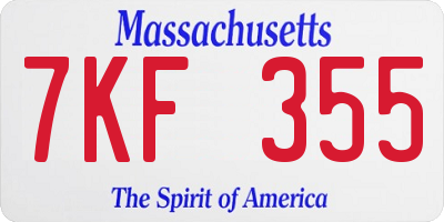 MA license plate 7KF355