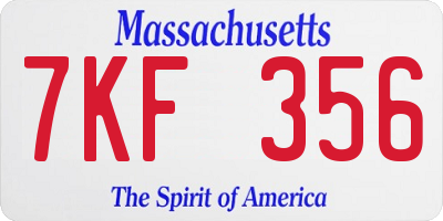 MA license plate 7KF356