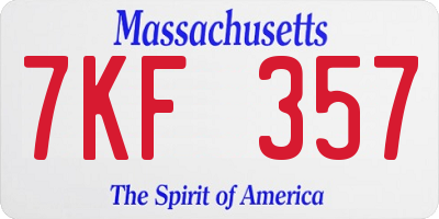 MA license plate 7KF357