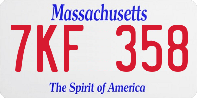 MA license plate 7KF358