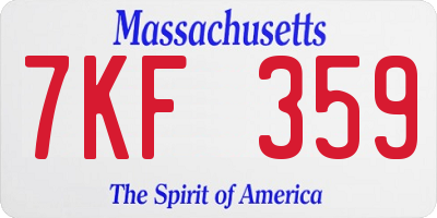 MA license plate 7KF359
