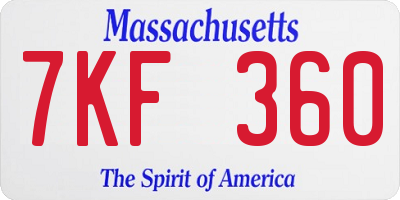 MA license plate 7KF360