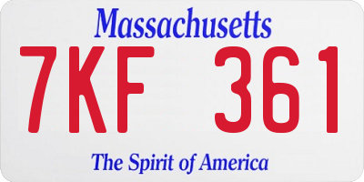 MA license plate 7KF361