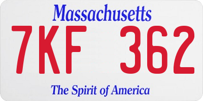 MA license plate 7KF362