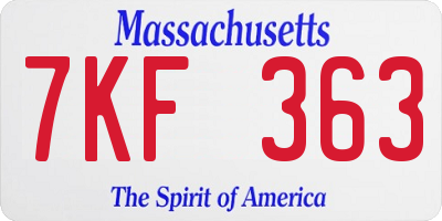 MA license plate 7KF363