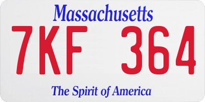 MA license plate 7KF364