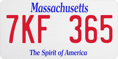 MA license plate 7KF365