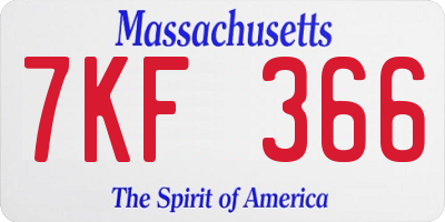 MA license plate 7KF366