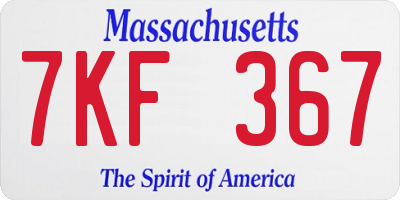 MA license plate 7KF367