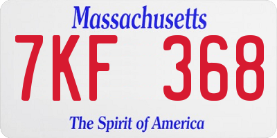 MA license plate 7KF368