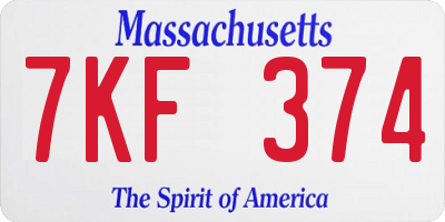 MA license plate 7KF374