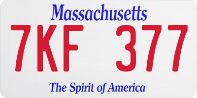 MA license plate 7KF377