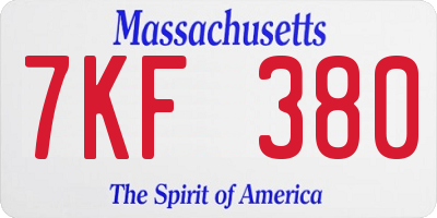 MA license plate 7KF380
