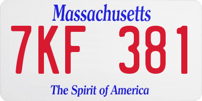 MA license plate 7KF381
