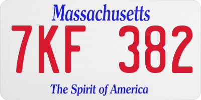 MA license plate 7KF382