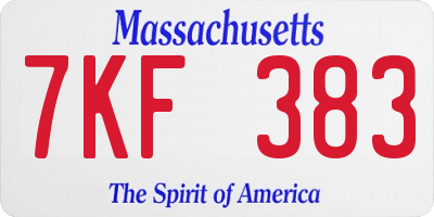 MA license plate 7KF383
