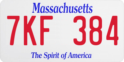 MA license plate 7KF384
