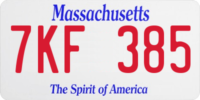 MA license plate 7KF385