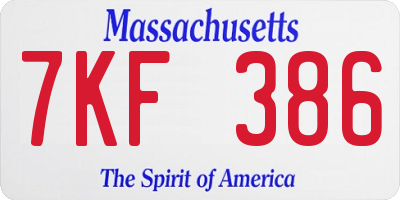MA license plate 7KF386