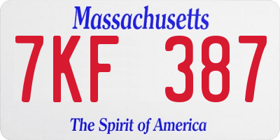 MA license plate 7KF387