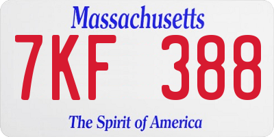 MA license plate 7KF388