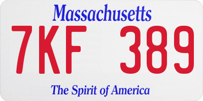 MA license plate 7KF389