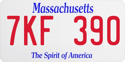 MA license plate 7KF390