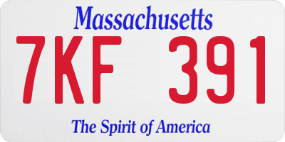 MA license plate 7KF391