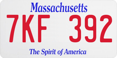 MA license plate 7KF392