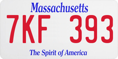 MA license plate 7KF393