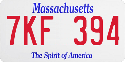 MA license plate 7KF394