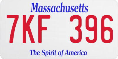MA license plate 7KF396