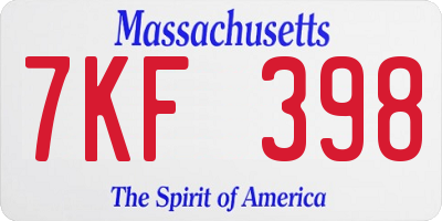 MA license plate 7KF398