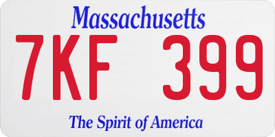 MA license plate 7KF399