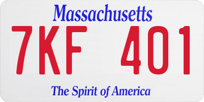 MA license plate 7KF401
