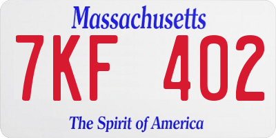 MA license plate 7KF402