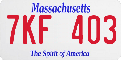 MA license plate 7KF403