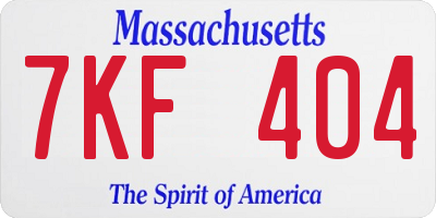 MA license plate 7KF404