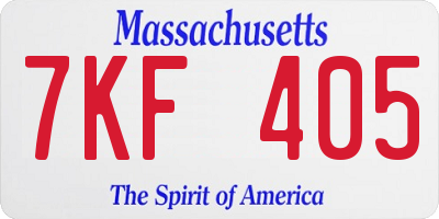 MA license plate 7KF405