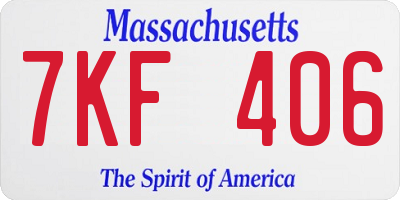 MA license plate 7KF406