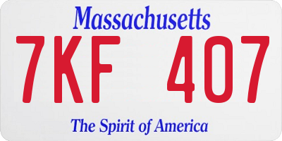 MA license plate 7KF407