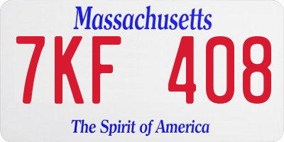 MA license plate 7KF408