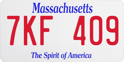 MA license plate 7KF409