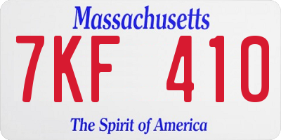 MA license plate 7KF410