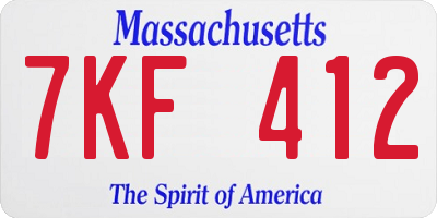 MA license plate 7KF412