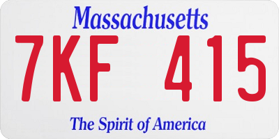 MA license plate 7KF415
