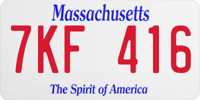 MA license plate 7KF416