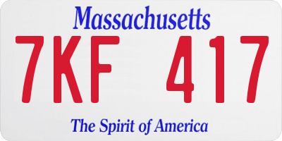 MA license plate 7KF417